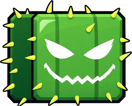 Angry green cactus cube