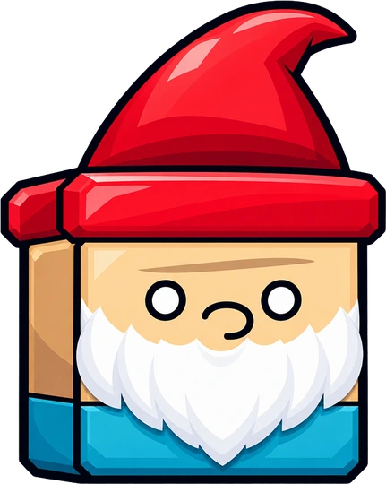 Square gnome with a red hat